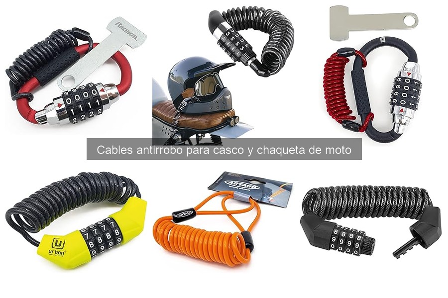 Comparativa de cables antirrobo para casco y chaqueta de moto